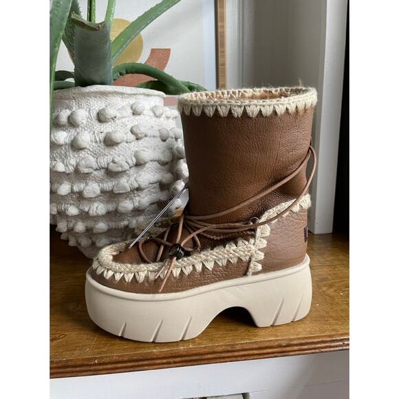Mou Lunar Landing Snow Boots Brown 39 NEW - Picture 2 of 4